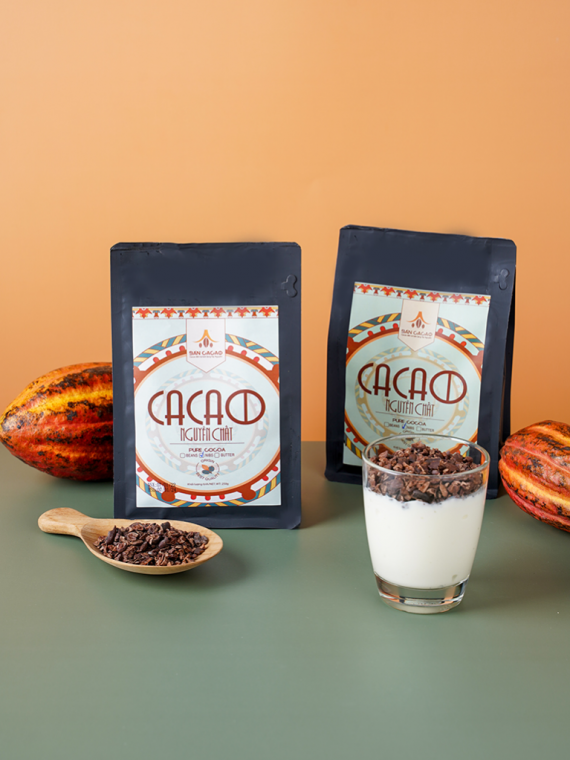 Cacao Nibs, Cacao ngòi, Nhân hạt cacao rang - Túi 500g