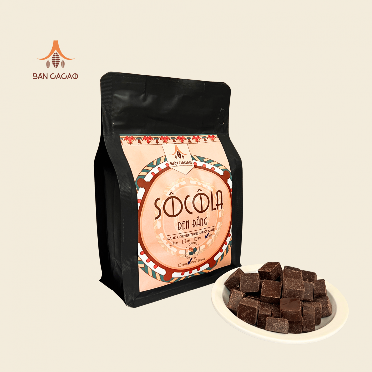 Túi socola đen Bản Cacao