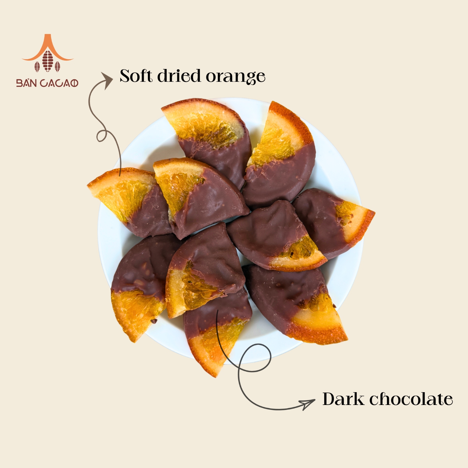 Cam sấy dẻo phủ socola đen