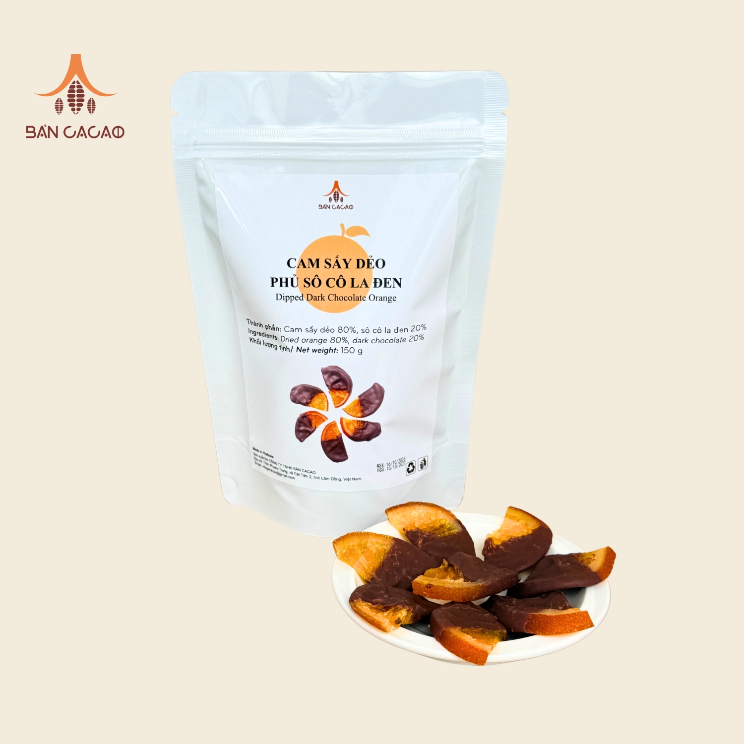 Cam sấy dẻo phủ socola đen