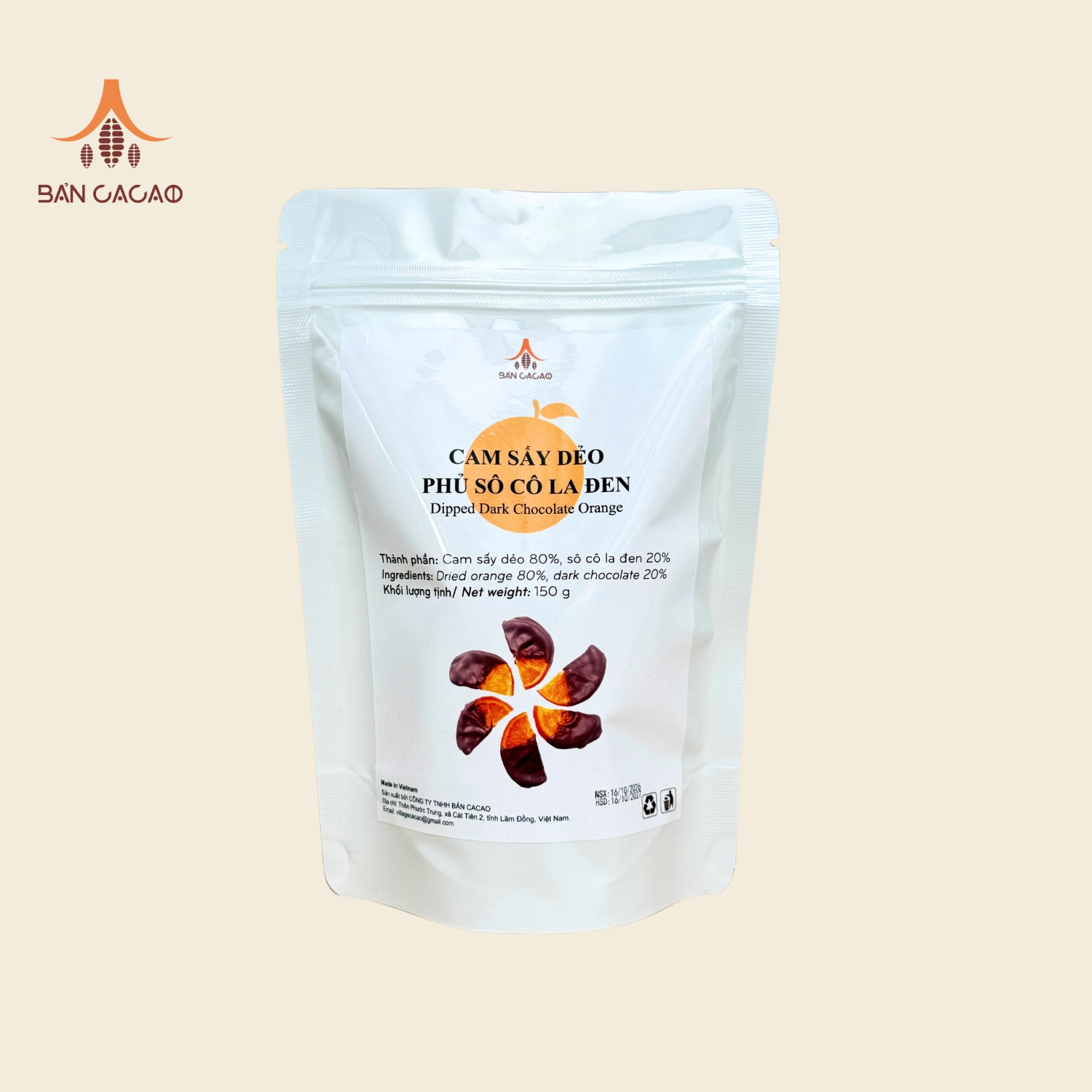 Cam sấy dẻo phủ socola đen