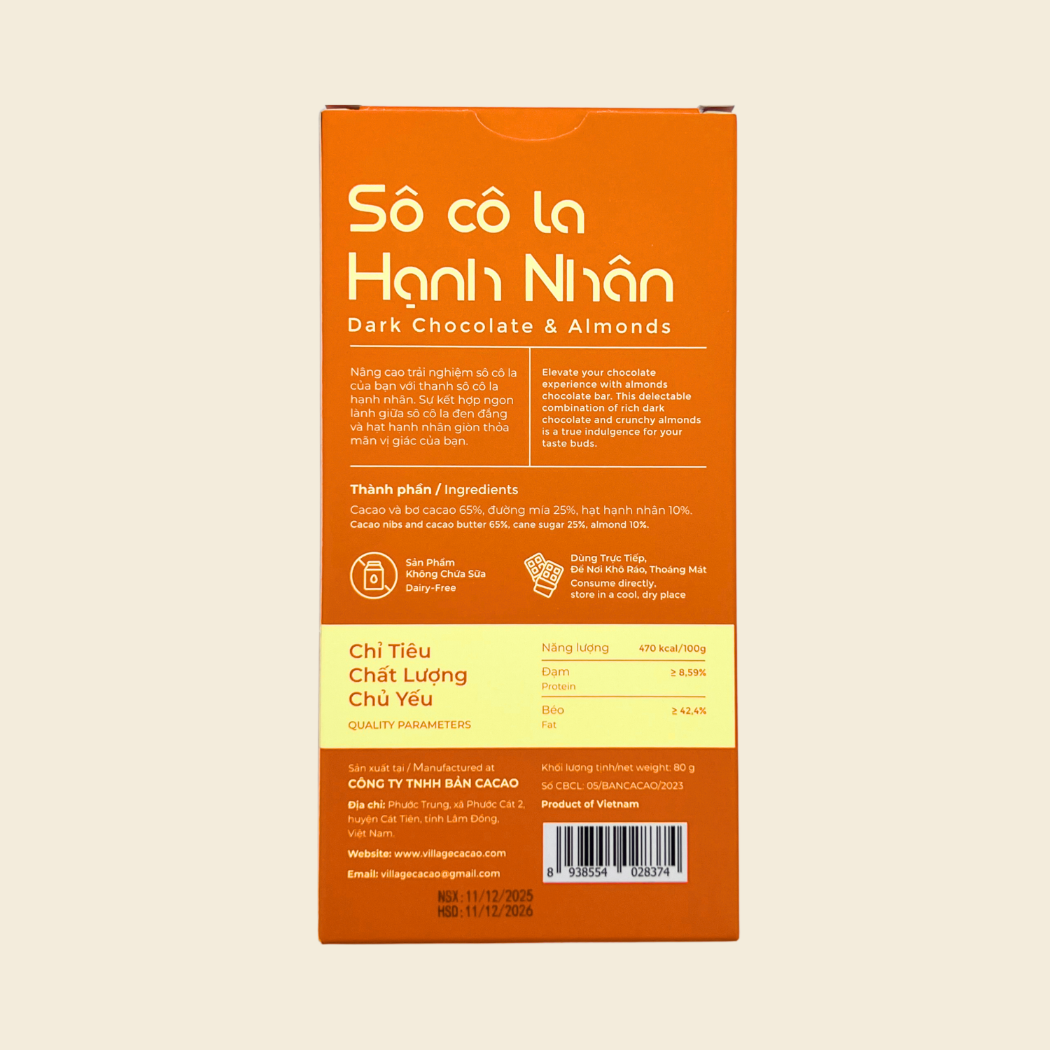 Thanh Socola đen 72% &    Hạnh nhân